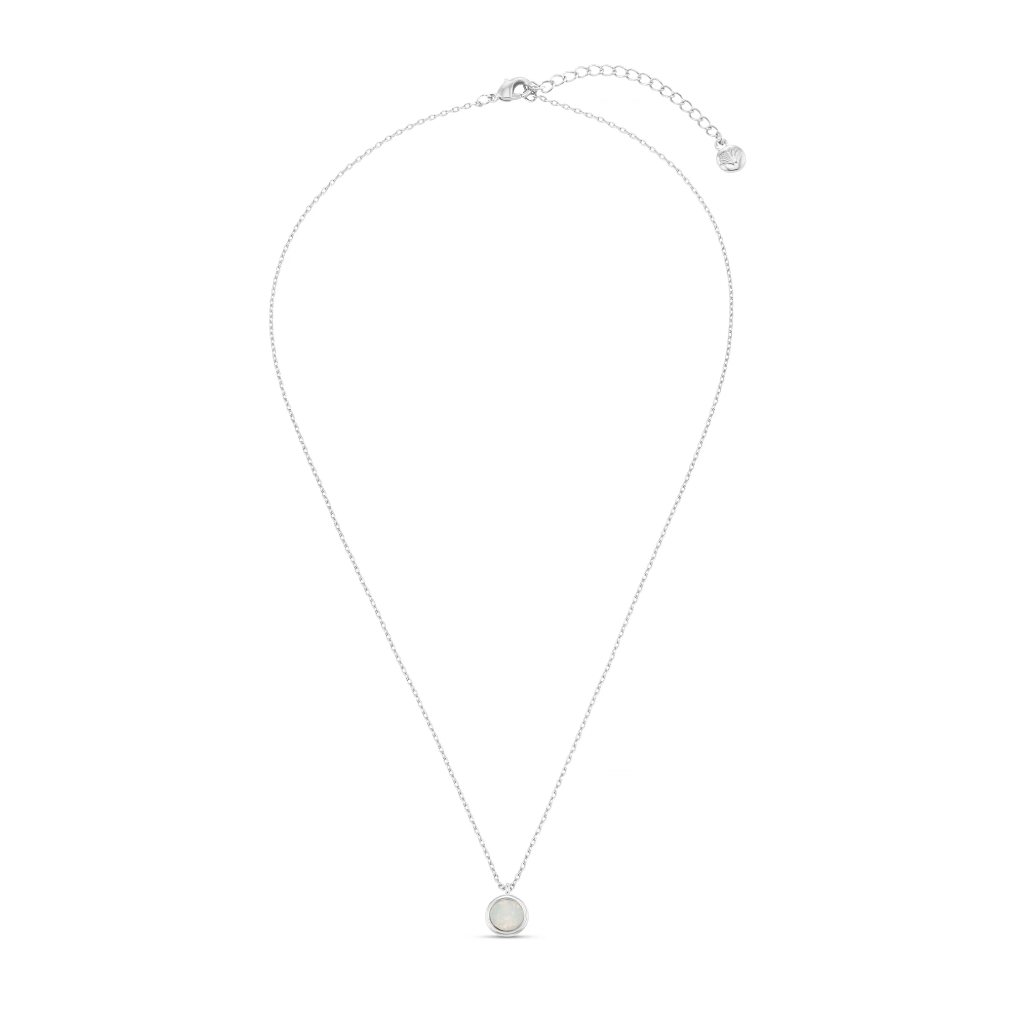 White Opal Necklace Made With Swarovski® Crystals - Silver - Image 3